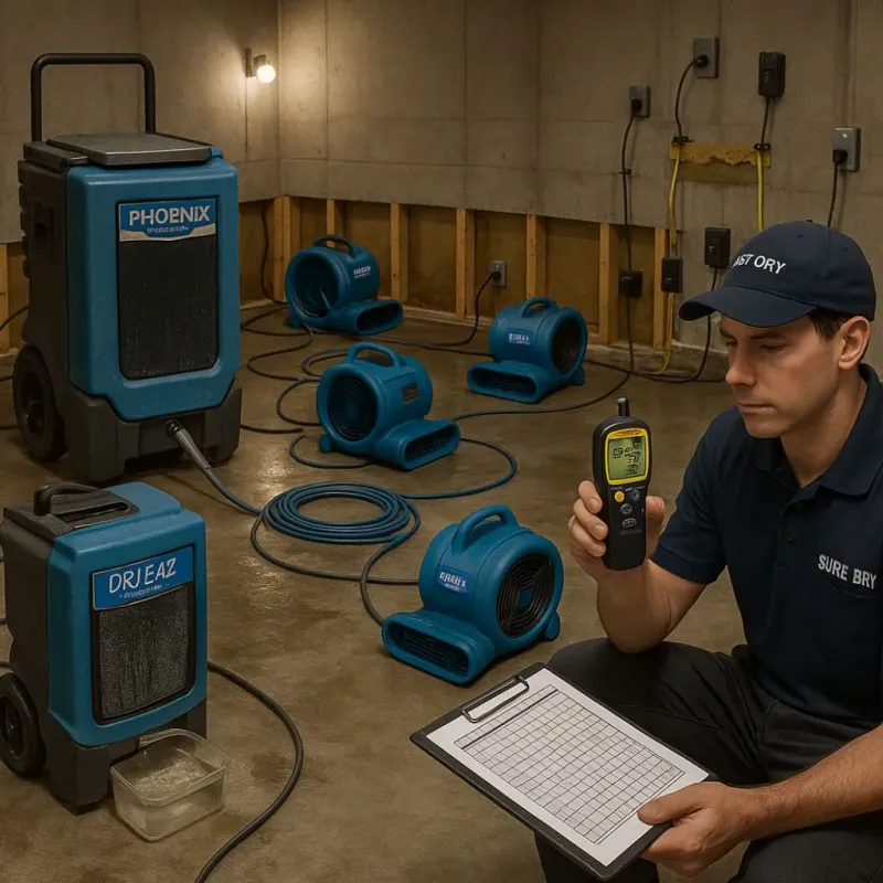 Structural Drying and Dehumidification process in San Martin, CA